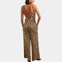 Combinaison pantalon dos nu imprimé léopard
