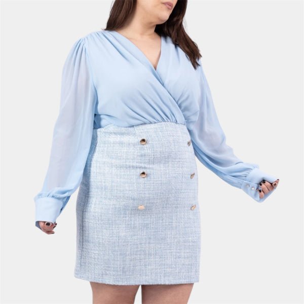 Robe bi matière en tweed grande taille