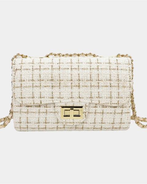 Petit sac bandoulière en tweed chic
